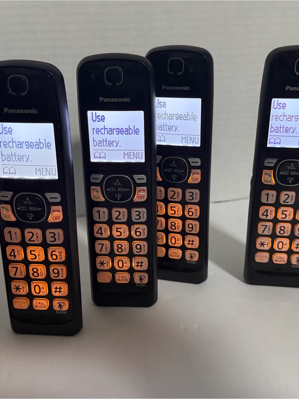 Panasonic Black Cordless Handsets with Orange Backlit Keypads